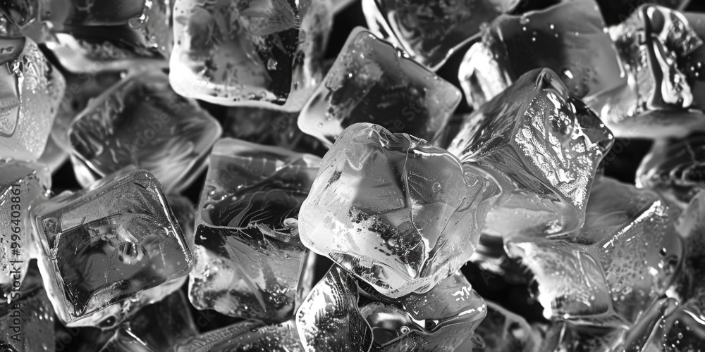 Poster a bunch of ice cubes stacked on top of each other, ideal for use in cold drinks or as a decorative e