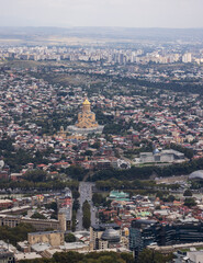 Naklejka premium Old city Tbilisi with cityscape with river and varied architecture skyline