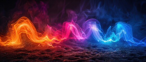 Obraz premium Vibrant Light Waves in Abstract Colorful Background