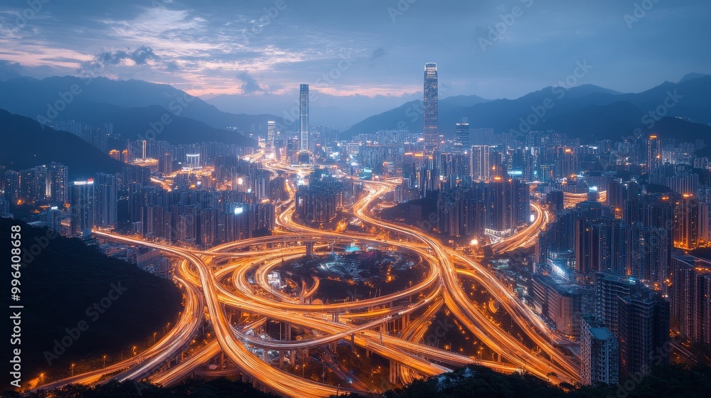 Poster artificial intelligence enhancing digitalization in urban development, streamlining paperwork, optim