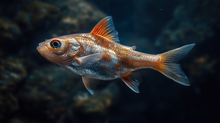 Fototapeta premium Fish with Distinctive Markings and Textures on Dark Background