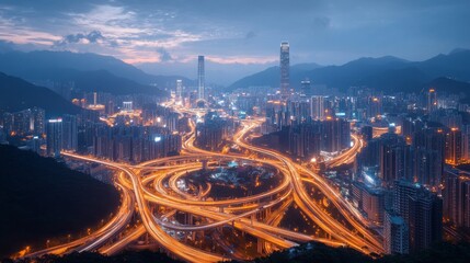 Fototapeta premium Artificial Intelligence Enhancing Digitalization in Urban Development, Streamlining Paperwork, Optimizing Transportation Systems, and Making Cities Smarter with Advanced Technology Solutions.