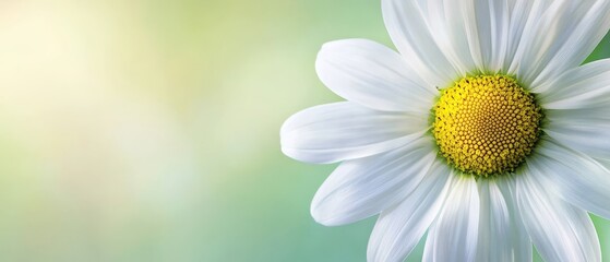 Fototapeta premium Closeup of a White Daisy with Yellow Center.
