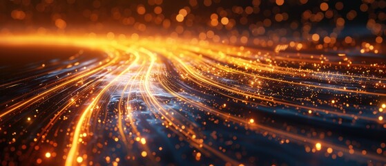Fototapeta premium Glowing Light Trails in Motion on Dark Background