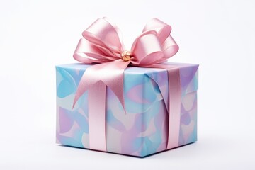 A charming birthday gift box wrapped in decorative paper and tied with a beautiful ribbon