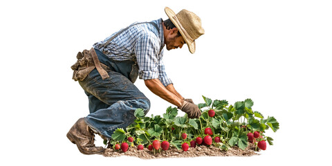 person picking Strawberry , PNG 