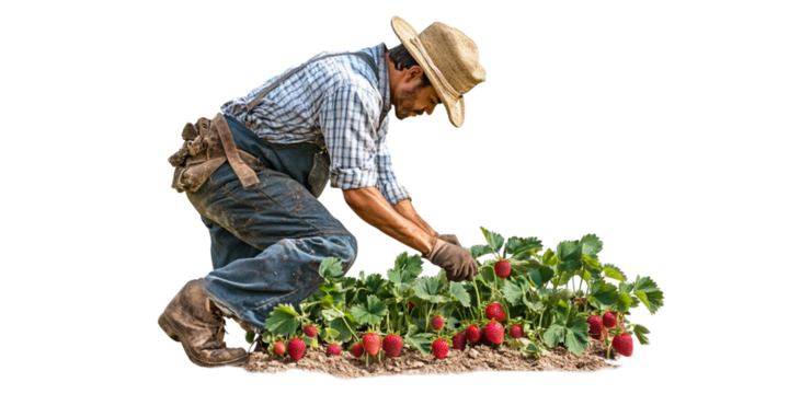person picking Strawberry , PNG 
