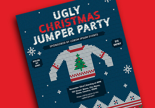 Red, Green and White Christmas Party Poster