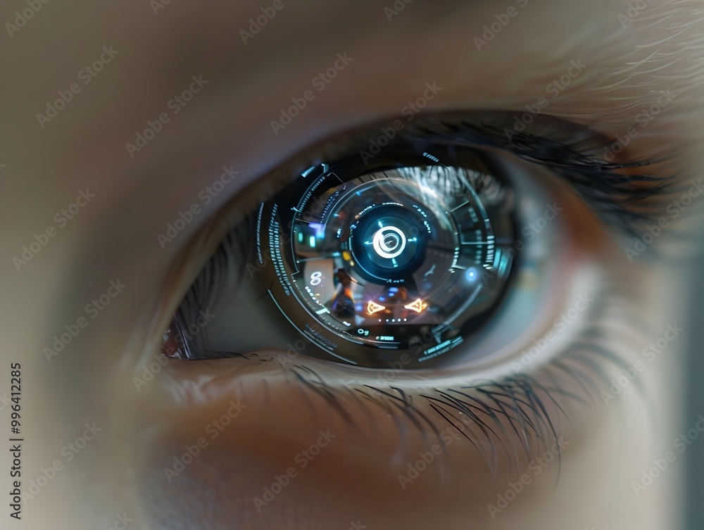 Poster customizable bionic eye with personalized hud display concept