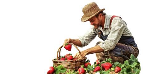 person picking Strawberry , PNG 