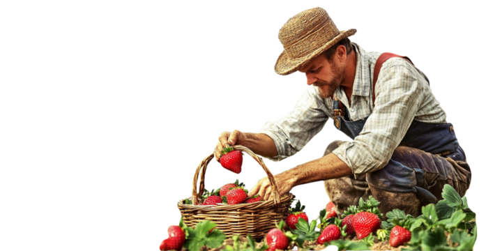 person picking Strawberry , PNG