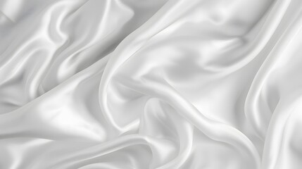 Naklejka premium Elegant White Silk Sheet Draped Gracefully Against a Pure White Background for Luxury and Softness