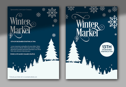 Blue and White Winter Market Flyer