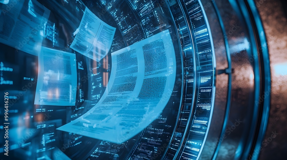 Aufkleber futuristic digital technology hologram data visualization interface