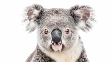 Obraz premium A close-up photo of a cute koala bear with big, round eyes and a fluffy fur coat