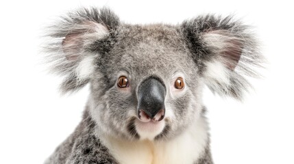 Naklejka premium A close-up photo of a cute koala bear with big, round eyes and a fluffy fur coat