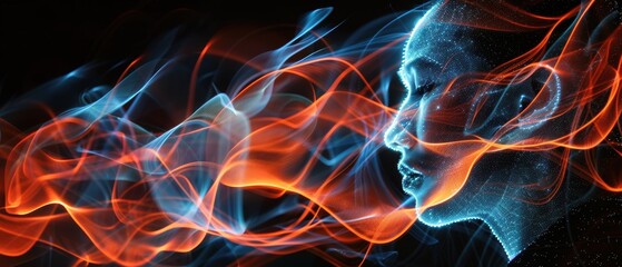 Obraz premium Abstract Portrait with Colorful Light Trails