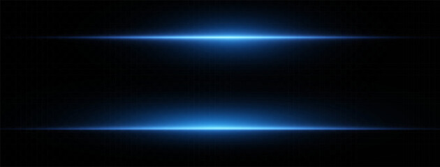 Laser lines of light. Horizontal neon light. Neon blue horizontal speed lines. Glowing stripes. Laser beams. light lines of movement and speed in neon color.Beautiful flash of light and sparks.