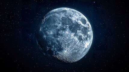 Obraz premium Full Moon with Detailed Surface Features and Craters