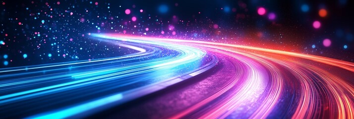 Abstract digital background with light trails and glowing lines