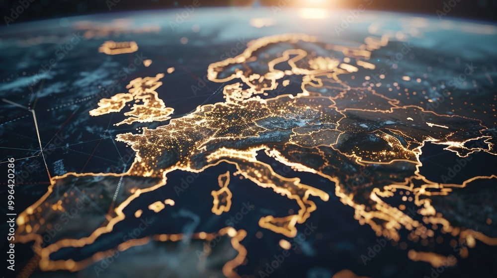 Aufkleber a close-up view of a map of europe with details visible