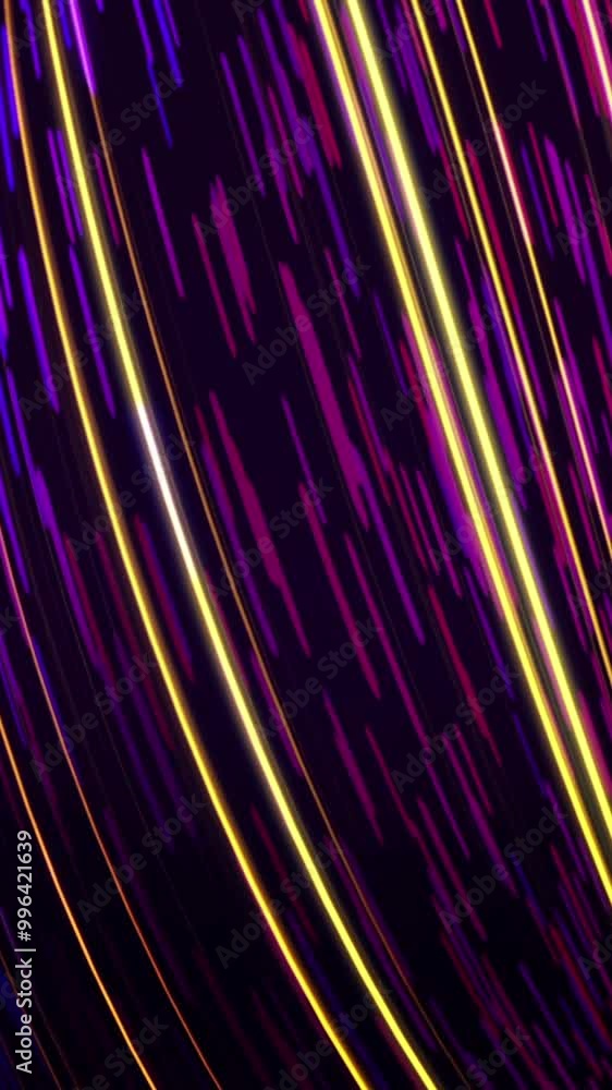 Poster abstract neon fast lines swirl on black background. action. three-dimensional 3d spirals of fast mov