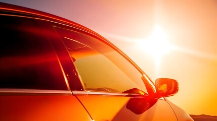 Parked Car with Tinted Windows Shielding from Intense Sun Heat and Glare