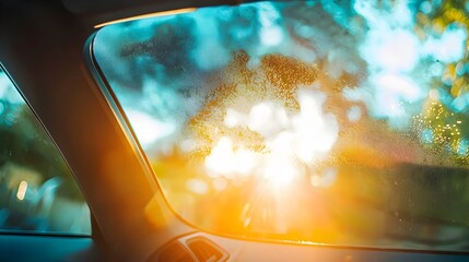 Tinted Window Blocks Sunlight Revealing Temperature Differences in Vehicle Interior