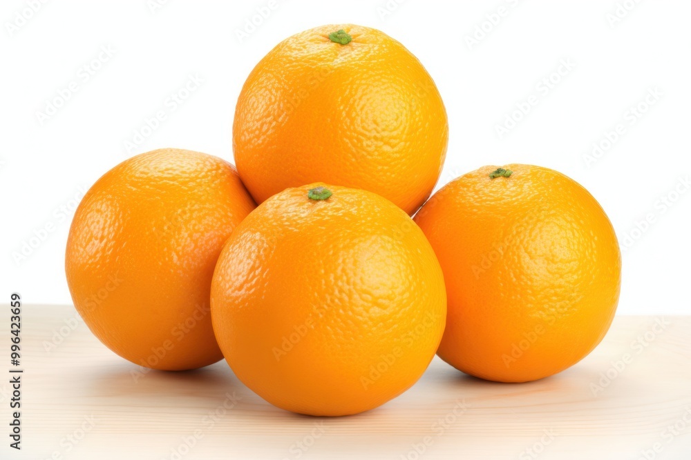 Poster a cluster of three fresh oranges, each one displaying a different stage of ripeness, from deep orang