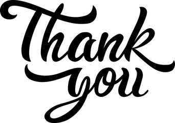 Thank you - handwritten word. Trend of handwritten inscriptions for web design with black text.
