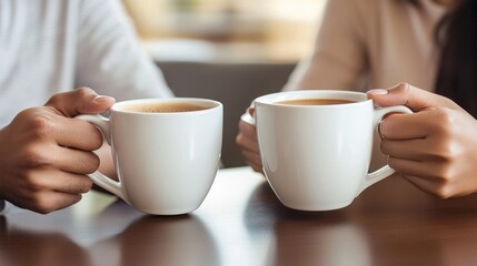Two people enjoying coffee together at a cozy caf&eacute; during the afternoon, fostering connection and conversations