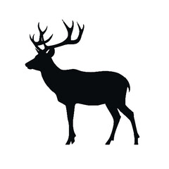 Proud Antlered Stag Silhouette Vector Illustration