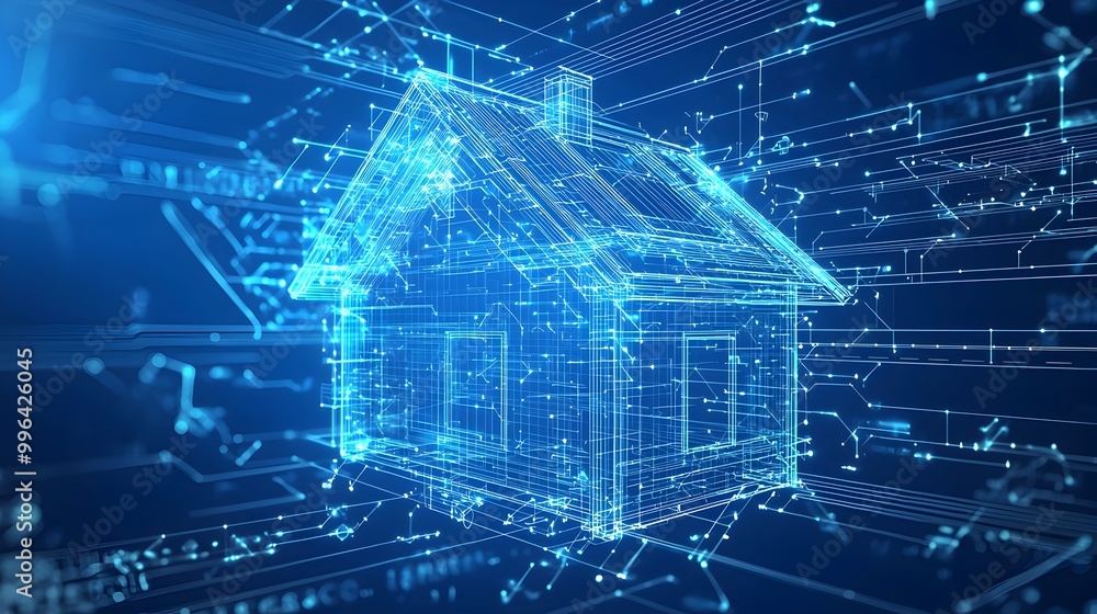 Poster abstract arrows navigating a house blueprint for efficient airflow and energy savings