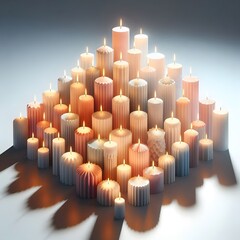 Fototapeta premium Burning candles stacked 