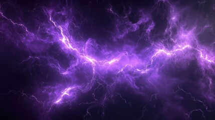 Naklejka premium Abstract purple lightning streaks across a dark sky, forming a powerful and energetic backdrop.