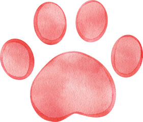Four-toed animal tracks with paw prints, hand-drawn watercolor illustration