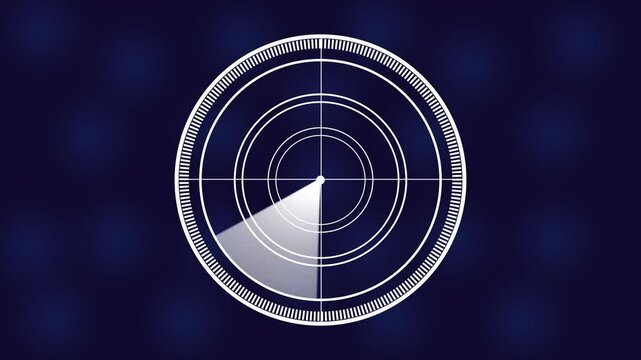 Radar Scanning loop. Radar screen animation. Signal transmitted sonar radar. Looped animation radar icon on a transparent background