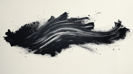 Abstract black paint stroke on a white background.