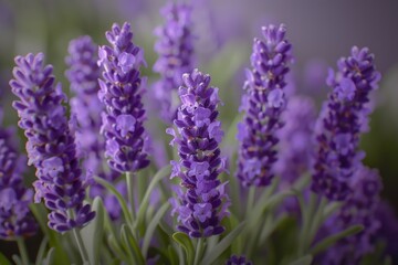 Obraz premium Close-up view of a bunch of purple flowers