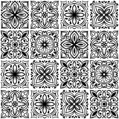 Portuguese ceramic tile pattern. Mediterranean traditional ornament. Italian or spanish majolica.