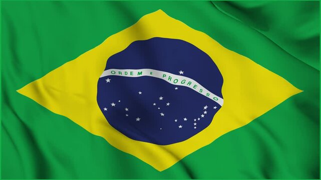 Brazil shiny realistic 3d background national waving flag