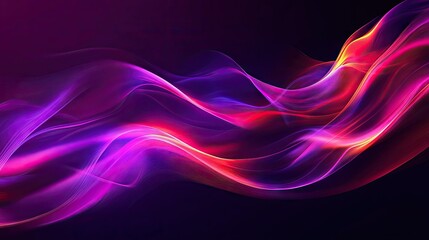 Obraz premium A vibrant wave design with glowing edges, merging neon colors of purple and red, evoking a sense of motion and excitement.