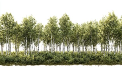 Fototapeta premium Real birch forest landscape outdoors scenery.