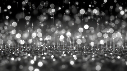 Blur bookeh silver lights or flashes on a black color background