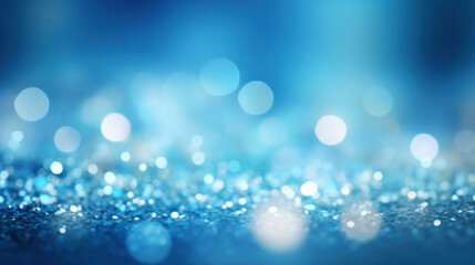 Blur bookeh silver lights or flashes on a blue color background