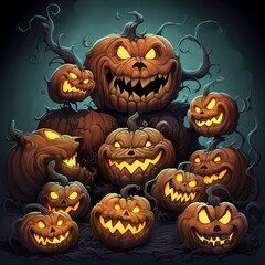 Dark Halloween Poster. Mystic Clipart. Halloween Postcard. Mystic illustration. Ideal for many projects: covers, cards, posters, invitations, product designs. AI generated.