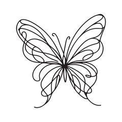 single one line butterfly silhouette on white background
