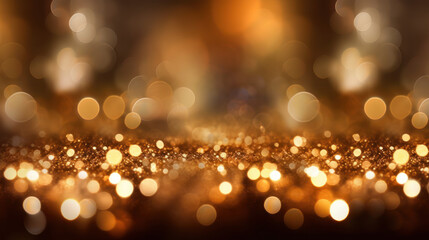 Blur bookeh silver lights or flashes on a vivid brown color background