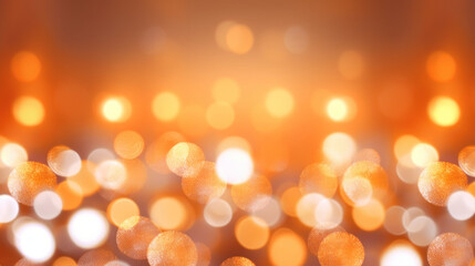 Blur bookeh silver lights or flashes on a vivid orange color background