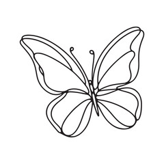 single one line butterfly silhouette on white background
